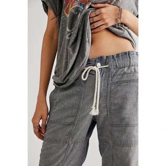 New Free People Angelo Denim Pull On Jeans Pants Drawstring Slouchy XS - Picture 5 of 15